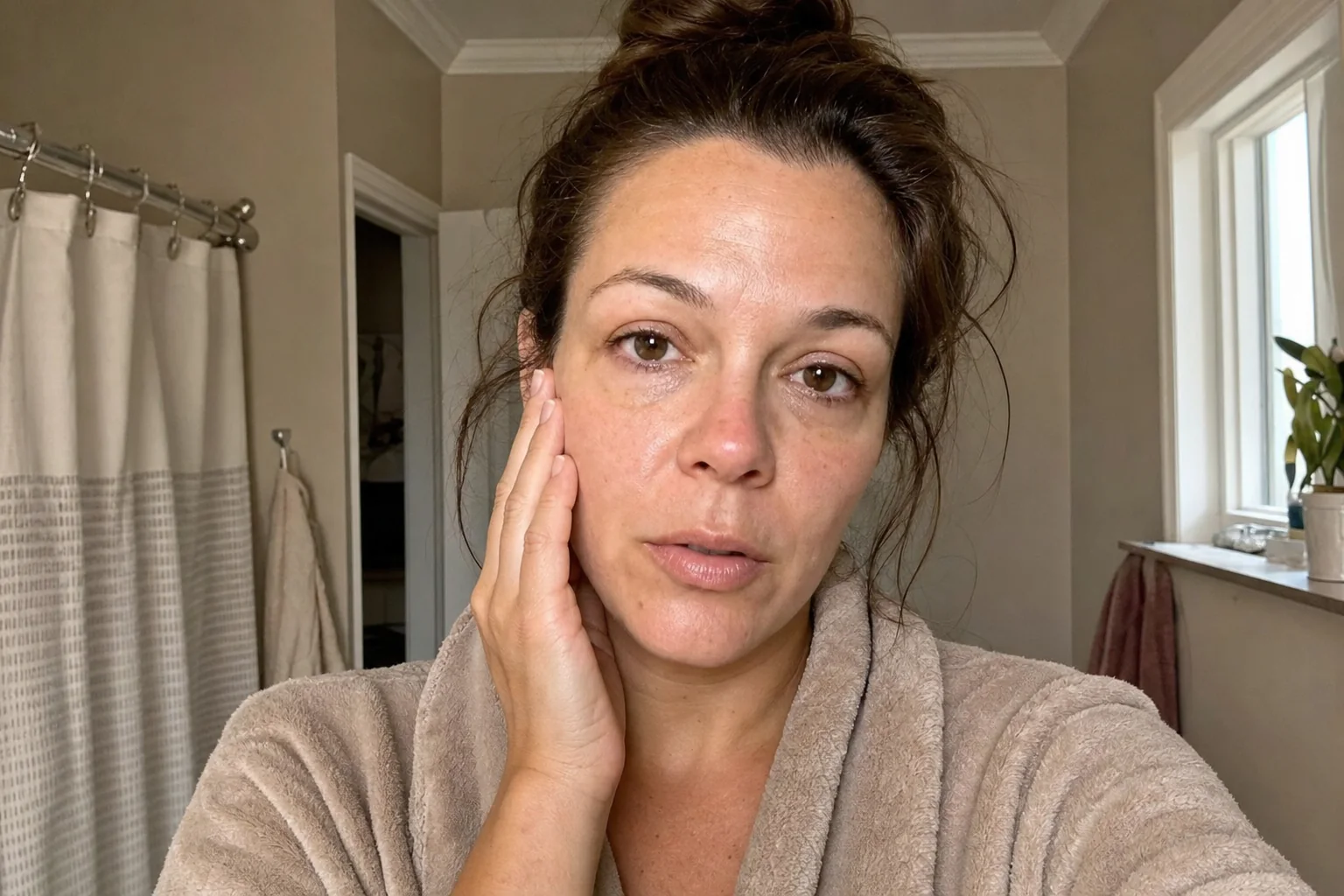 Megan Carter seeing a puffy morning face after wine