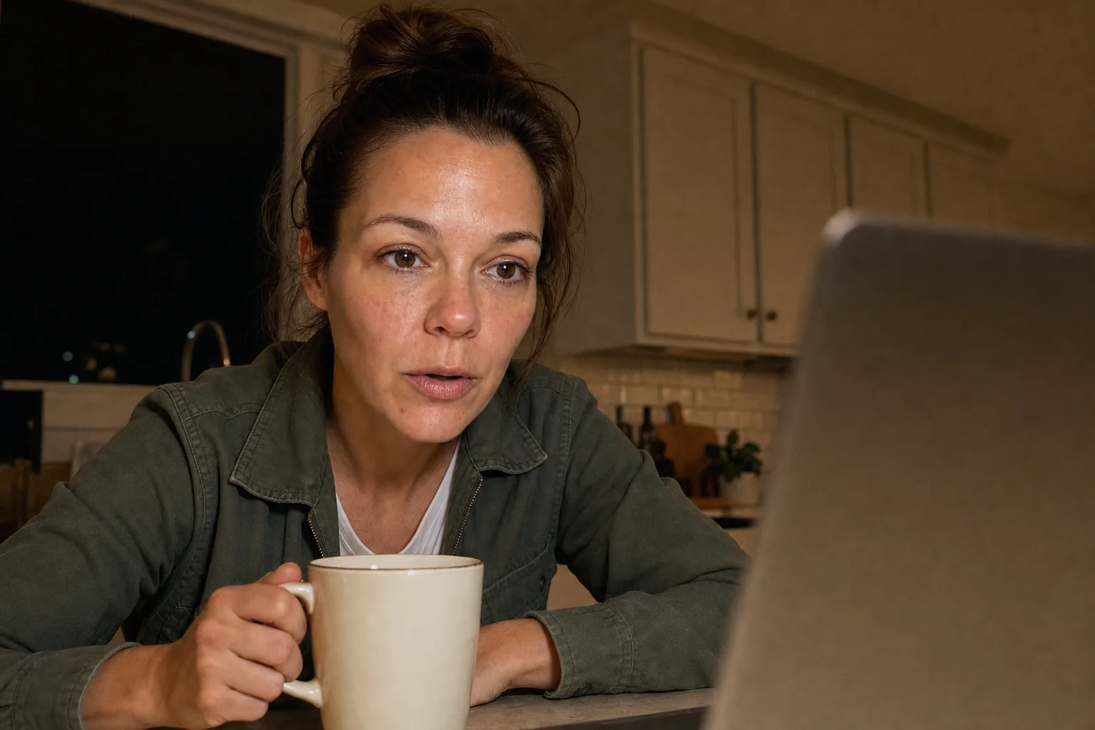 Megan Carter researching alcohol and liver workload at night
