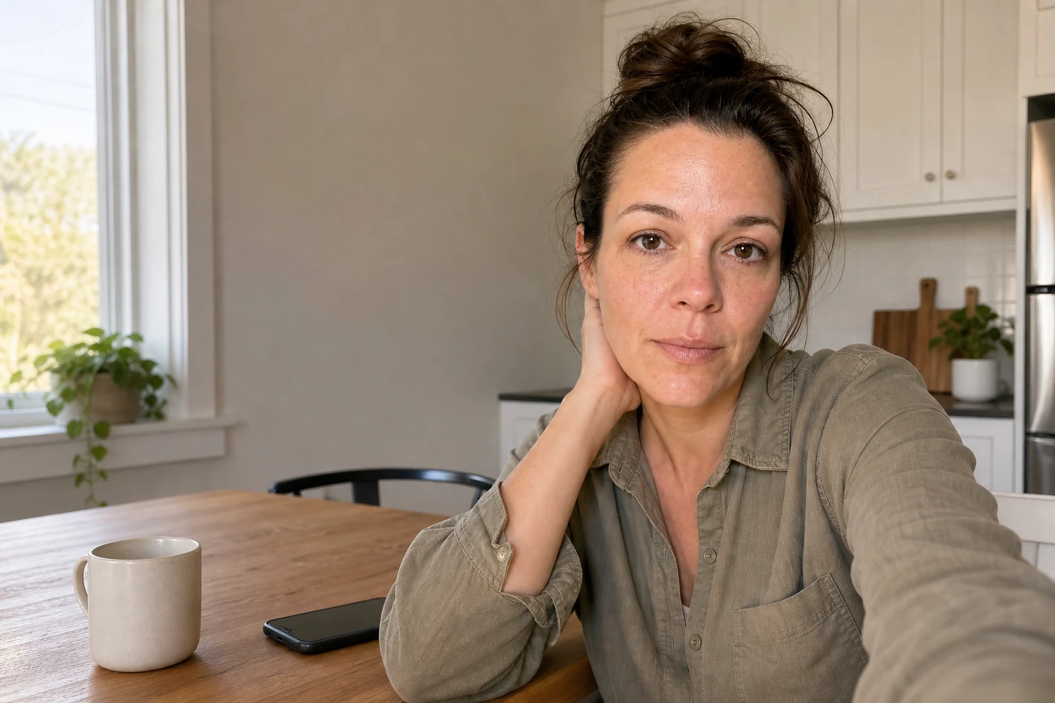 Megan Carter at her kitchen table